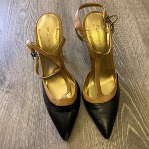 Bcbg black and tan heels